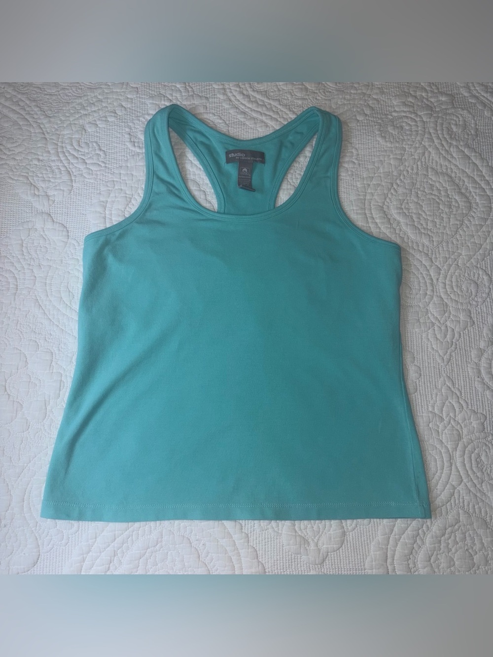 Studio by Valerie Stevens 90s Vintage Cotton Activewear Tank Top. Teal. Large.